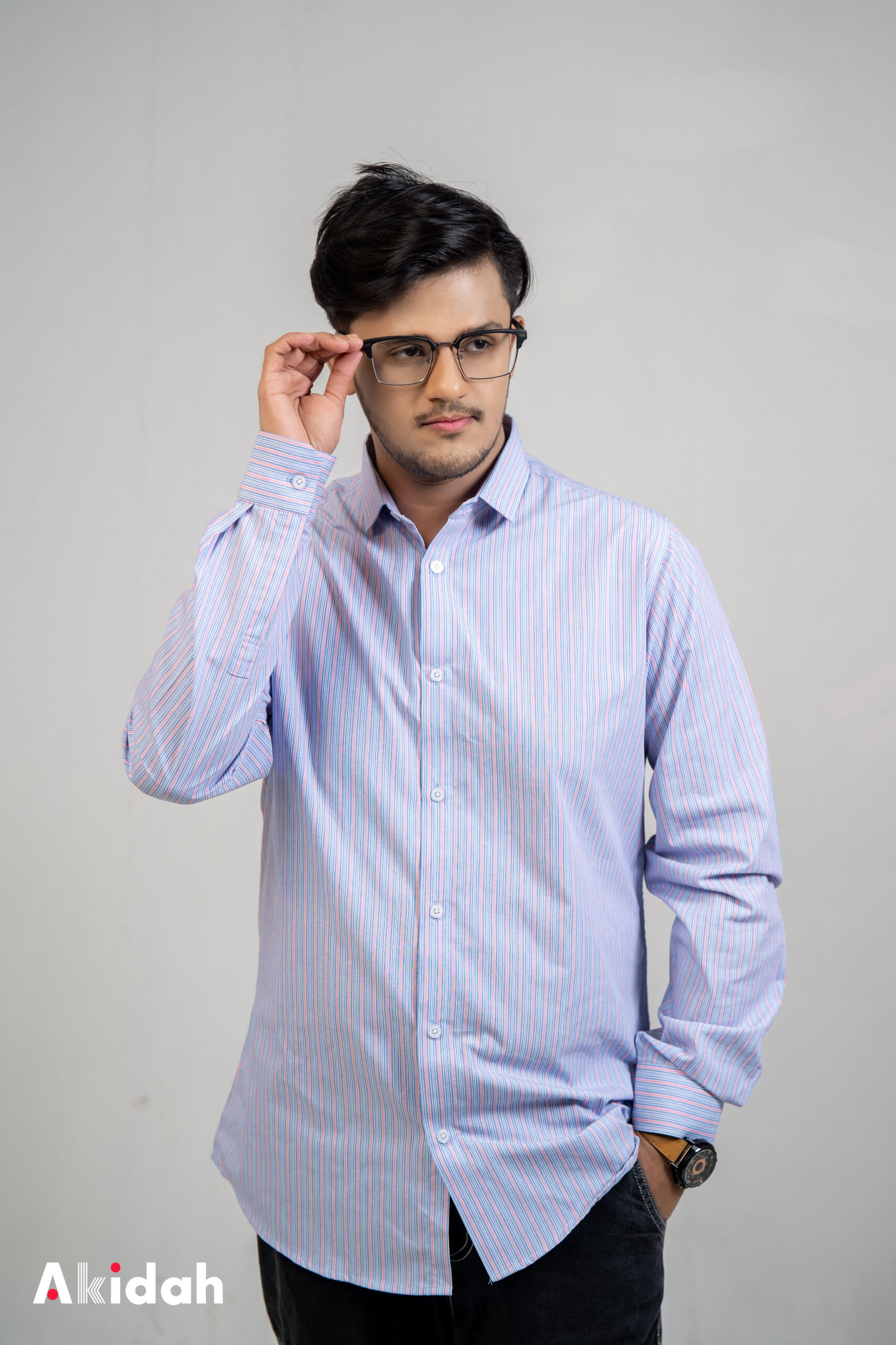 Imperial Blue Micro-Line Cotton - Image 2