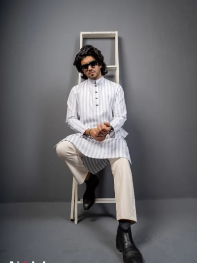 Luxury Linen Stripe: Silver Ash