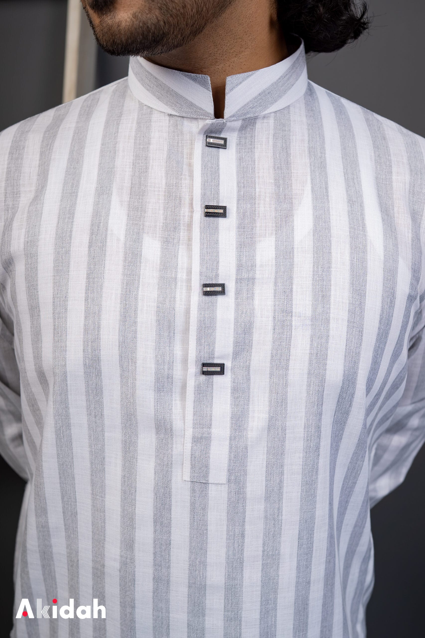 Luxury Linen Stripe: Silver Ash - Image 3