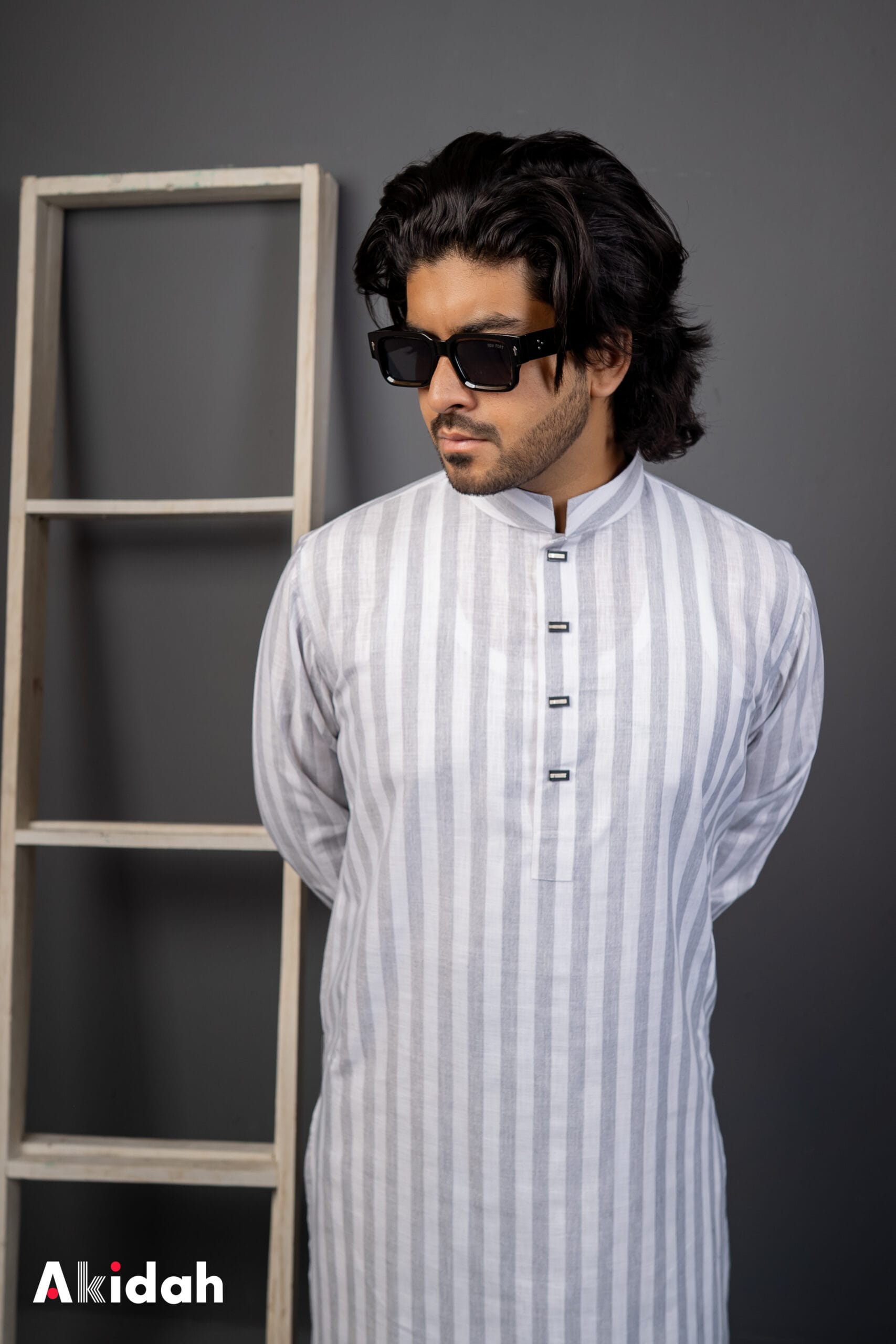 Luxury Linen Stripe: Silver Ash - Image 2